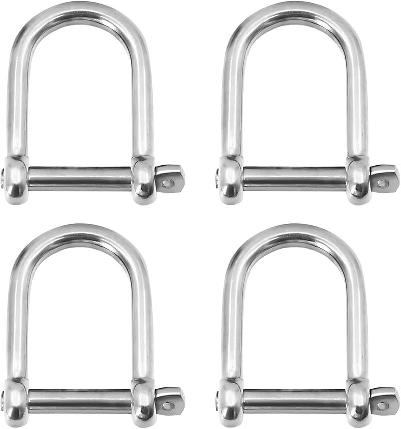 Laorde Marine Grade 316 Stainless Steel Wide D Shackle, 1/2", 3/8", 5/16", 1/4", Clevis Anchor Shackle for Boat, Sailboat, Chain, Rigging Clasp - Image 1